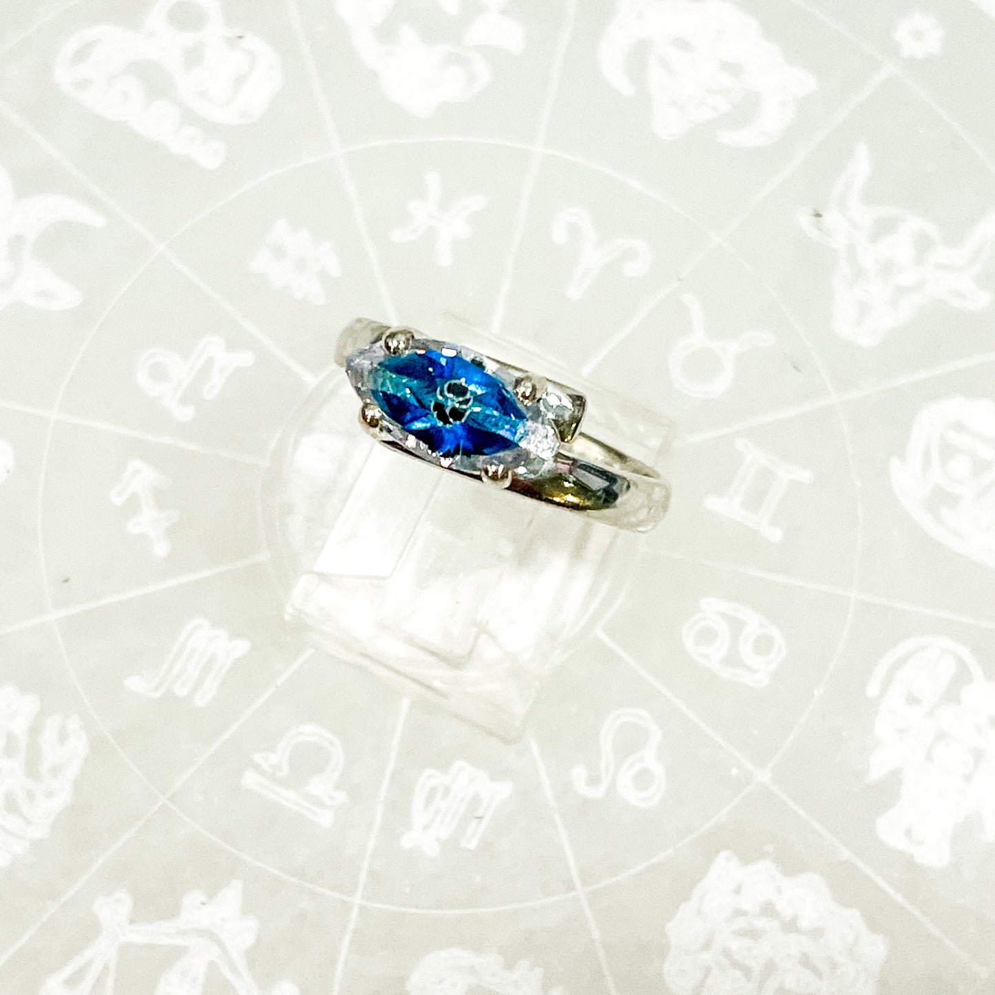Evil Eye CZ Prong Ring - Solid Sterling Silver