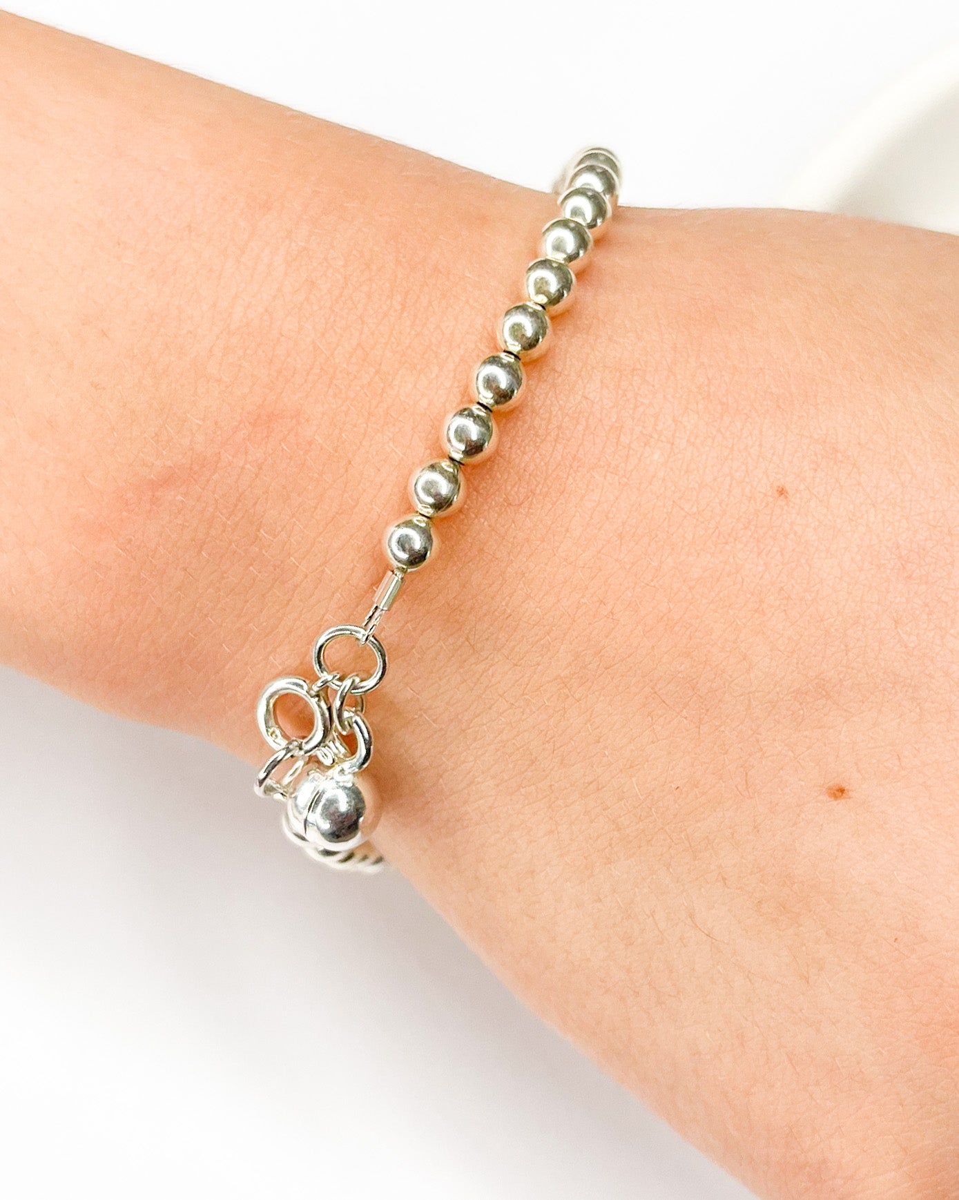 Kids Thick Bubble Bracelet W Balls-Solid Sterling Silver