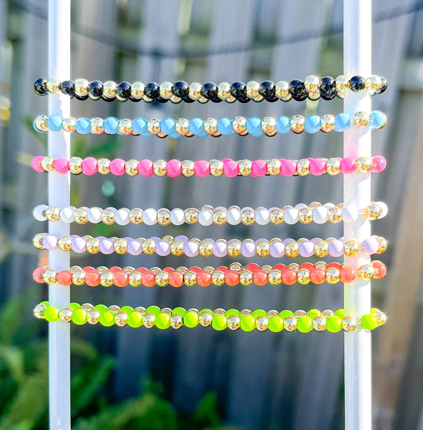 Pink Stretch Bracelet - 18k Gold Filled