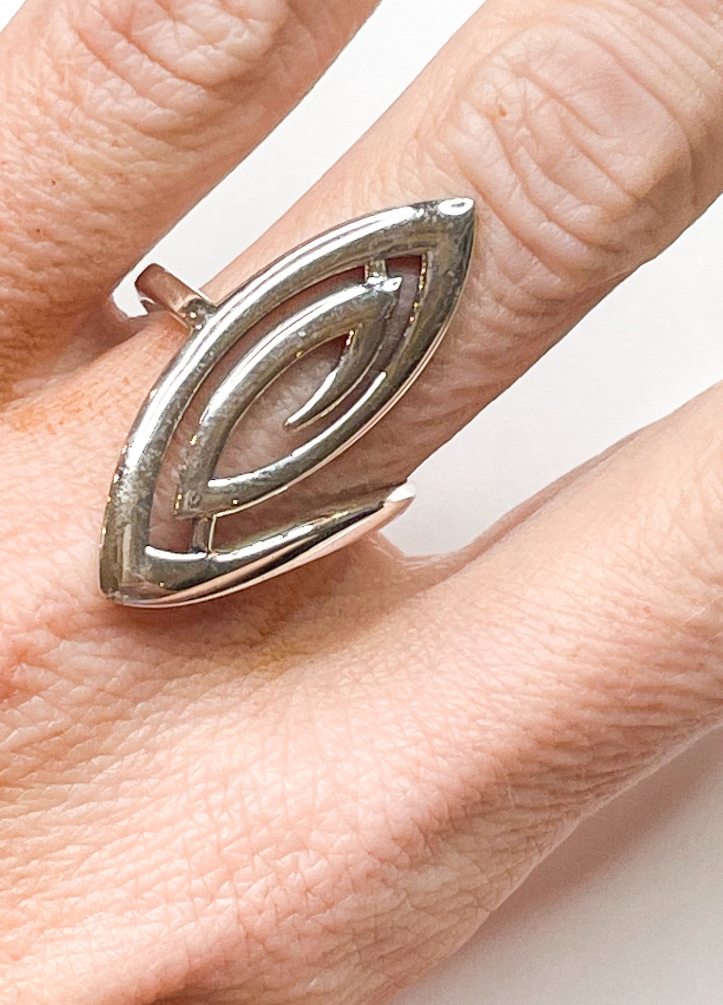 Marquise Swirl Ring - Solid Sterling Silver