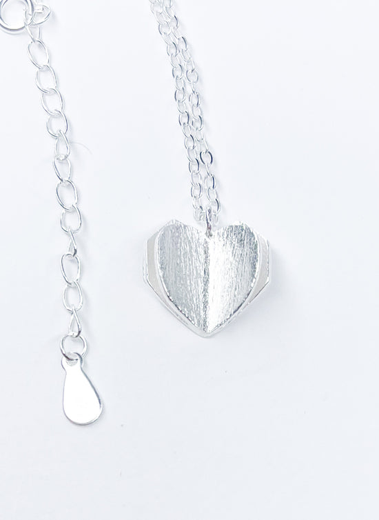 Origami Heart Necklace-Solid Sterling Silver