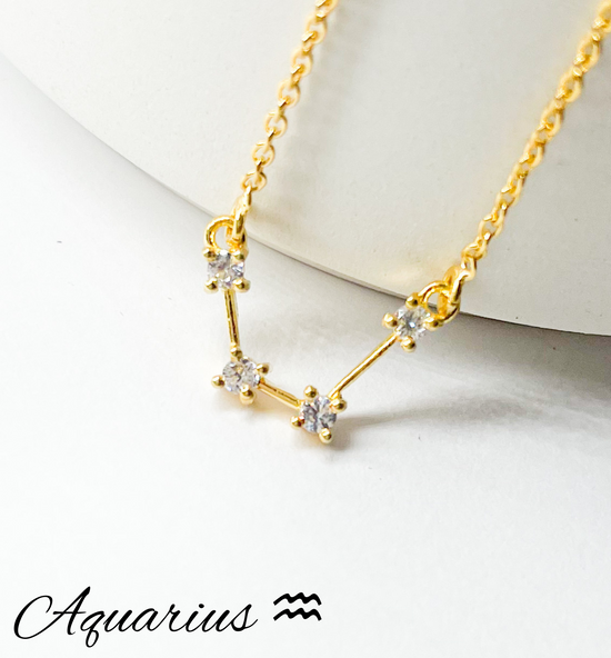 Aquarius Zodiac Necklace - Gold
