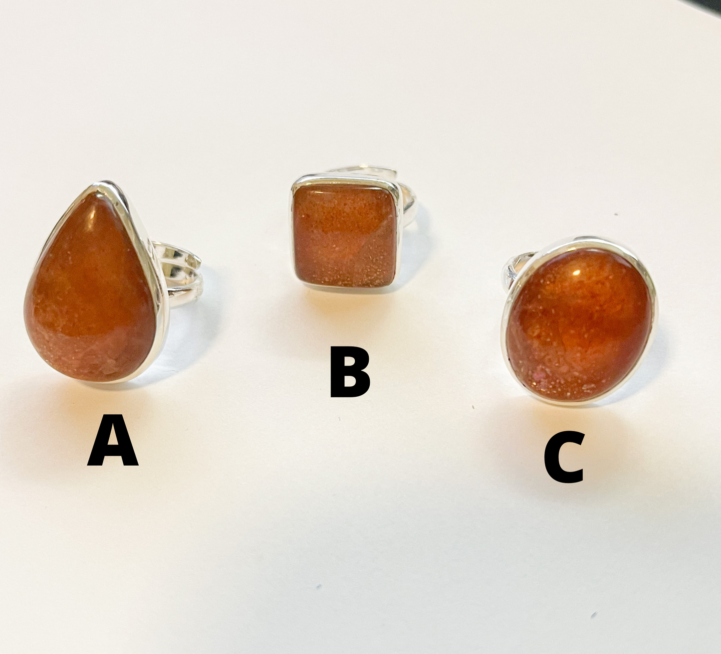 Sunstone Adj Ring - Solid Sterling Silver