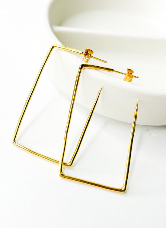 Load image into Gallery viewer, Rectangle Hoops-18k Plate over Solid Sterling Silver
