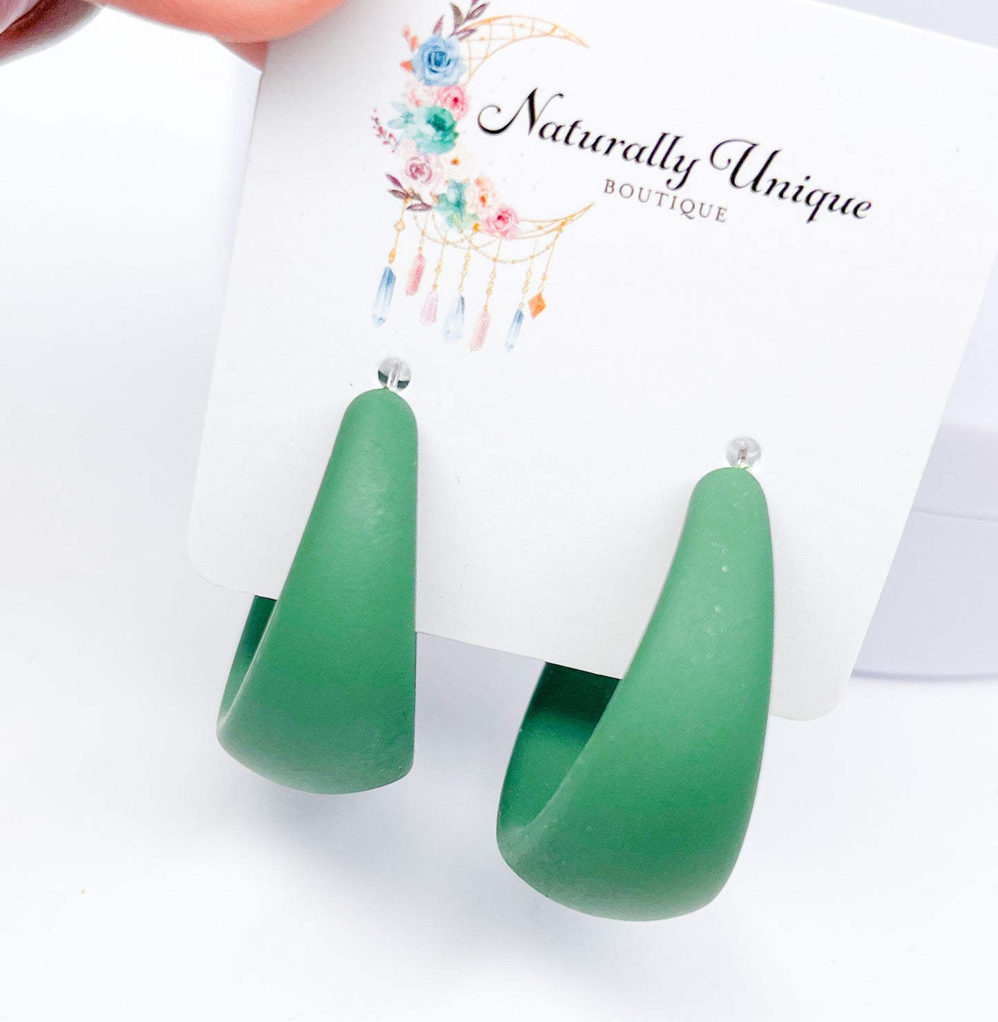 Load image into Gallery viewer, Green Enamel Hoops-Solid Sterling Silver
