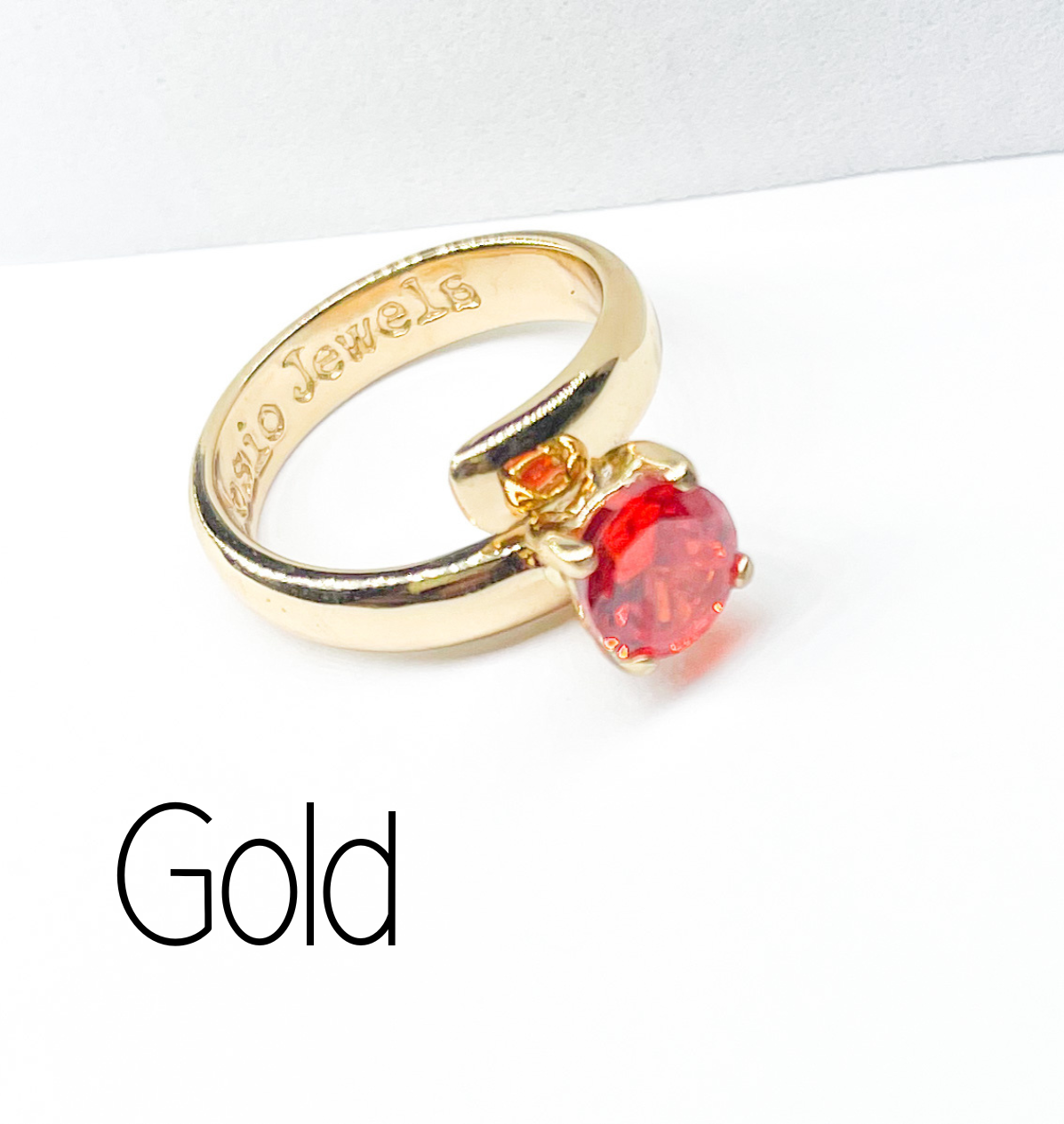 Dainty Red Mystic Prong Ring - Alchemia