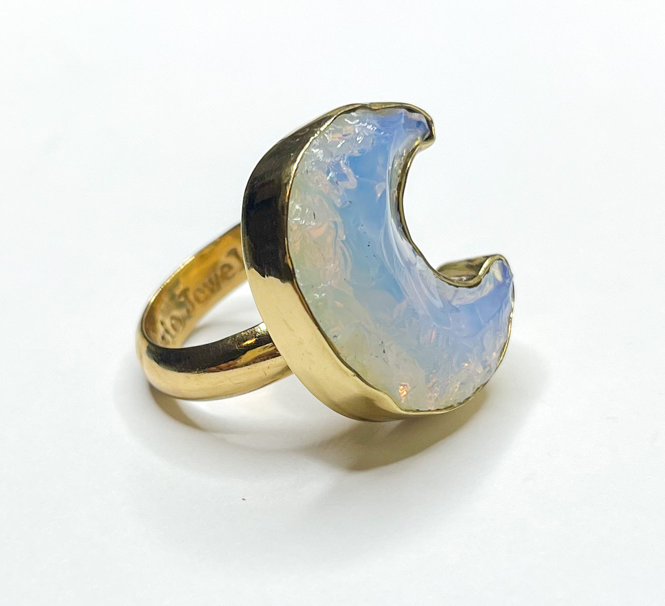 Opalite Crescent Moon Ring - Alchemia