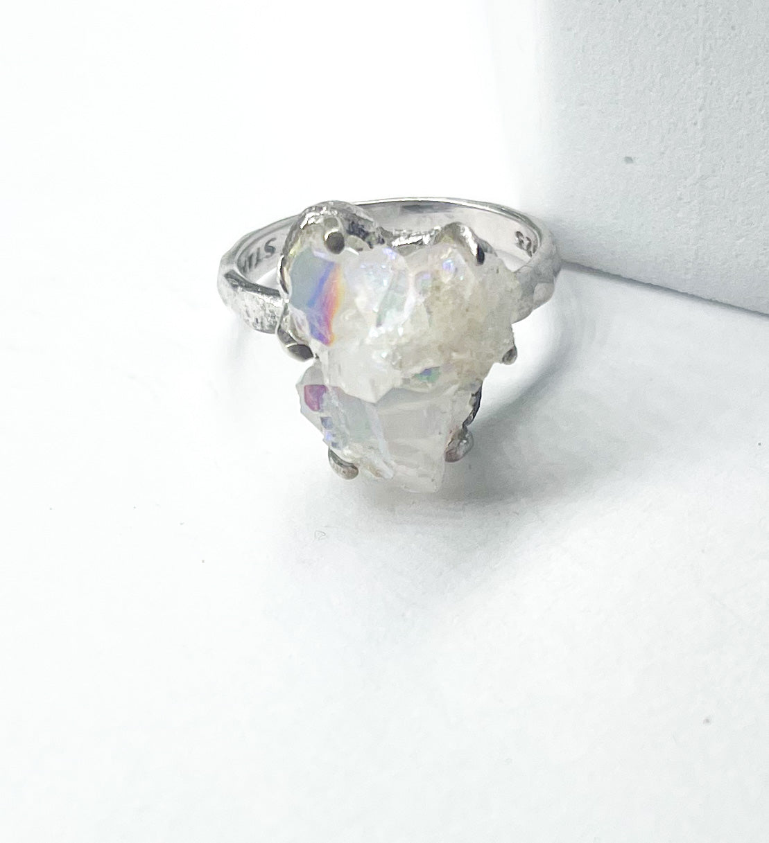 Aurora Quartz Treated Prong Ring - Size 9 - Starborn