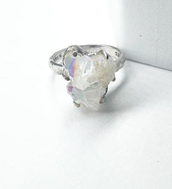 Aurora Quartz Treated Prong Ring - Size 9 - Starborn