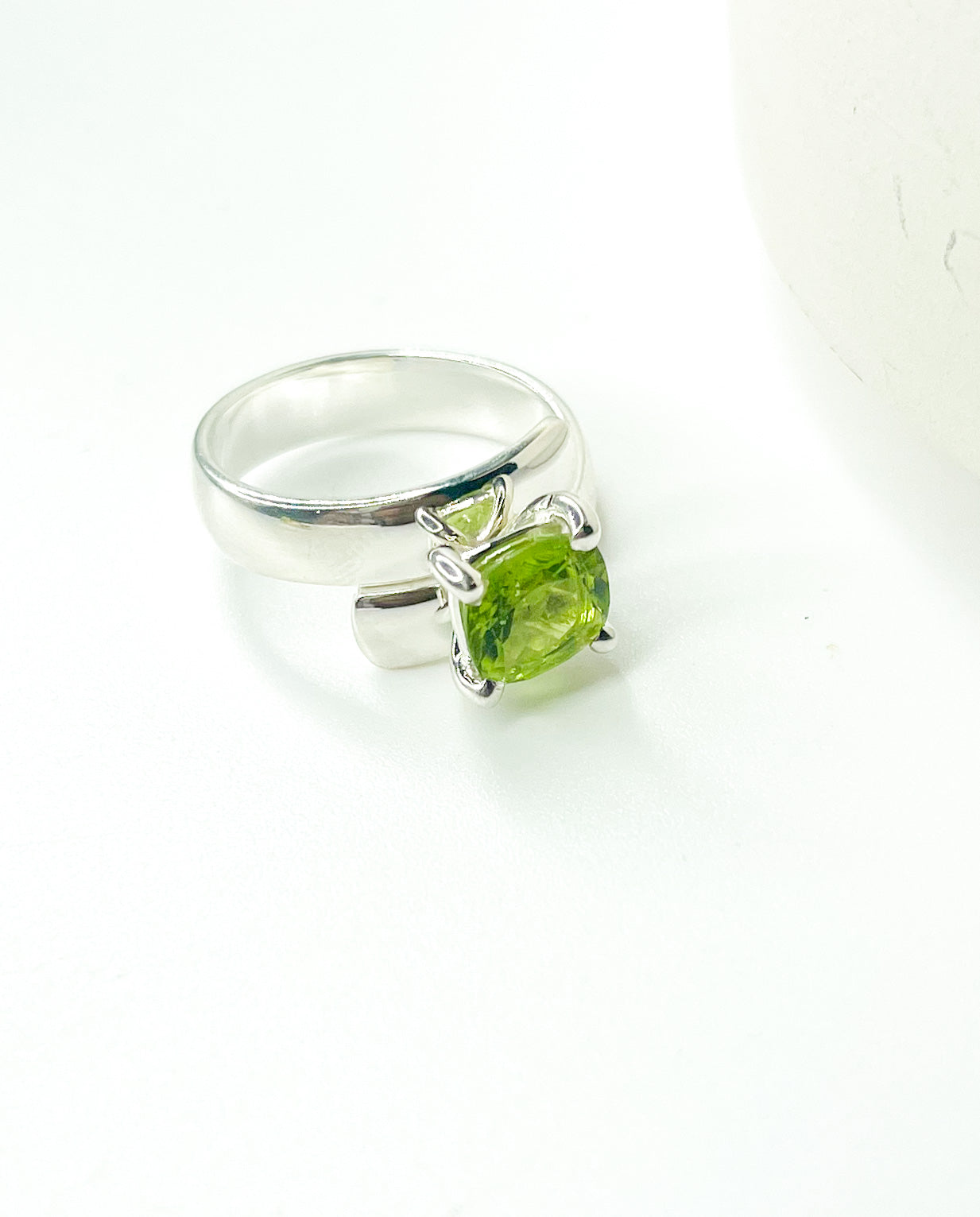 Peridot Prong Ring - Solid Sterling Silver