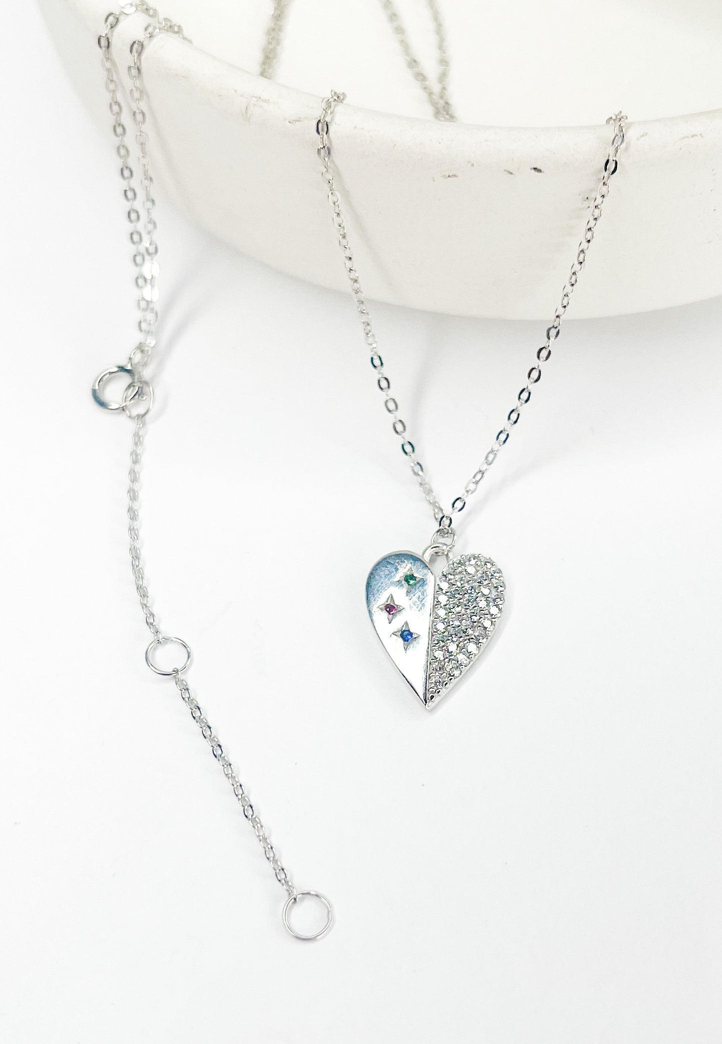 Load image into Gallery viewer, Colorful Heart CZ Necklace - Solid Sterling Silver
