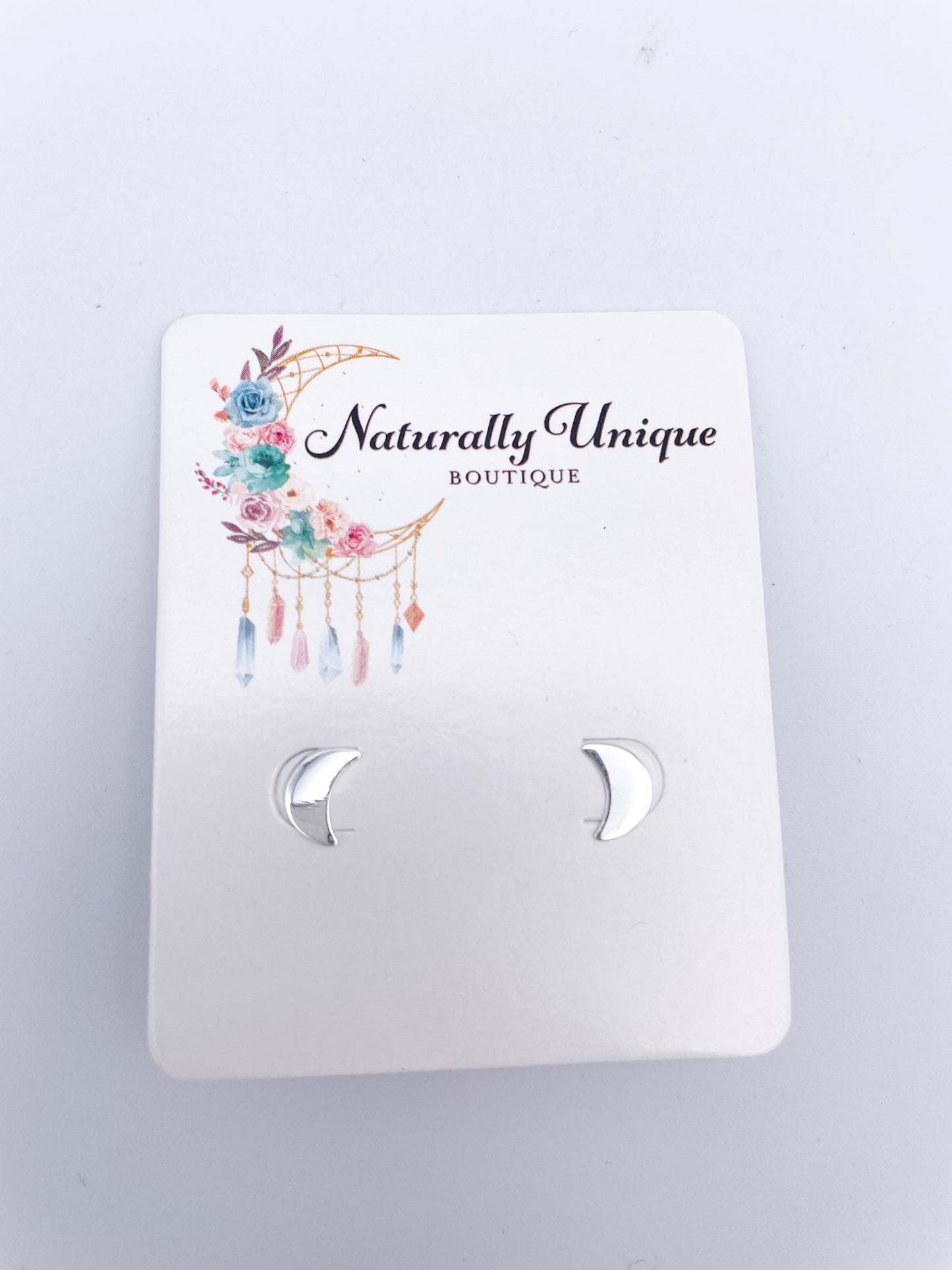 Crescent Moon Studs - SSS or 14K gold plate