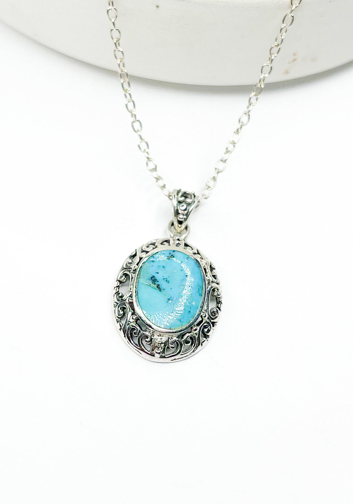 Turquoise Necklace- Solid Sterling Silver