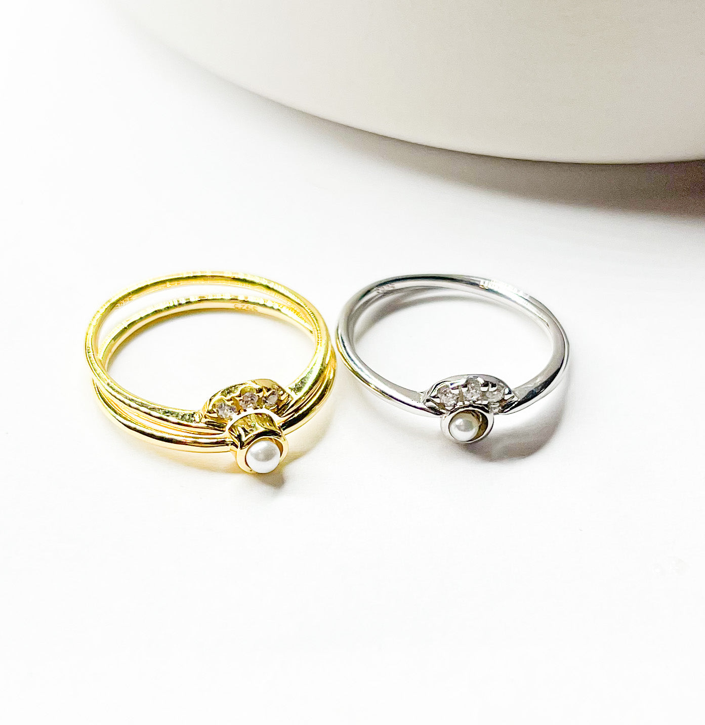 Load image into Gallery viewer, Snug And Fit Pearl Sized Stackable Ring -Vermeil
