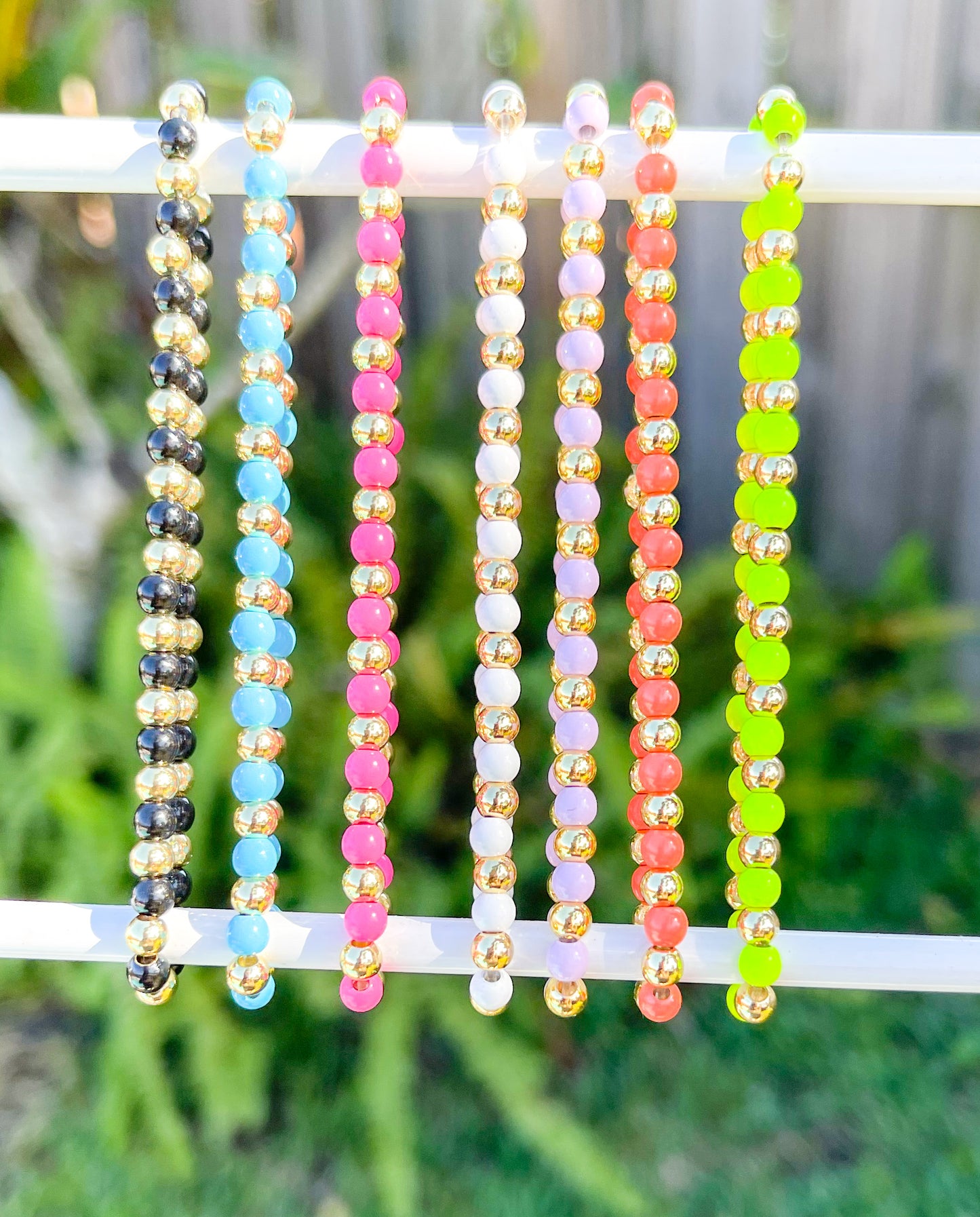 Pink Stretch Bracelet - 18k Gold Filled