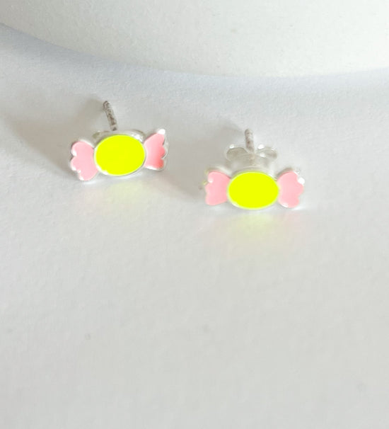 Kids Dainty Studs Solid Sterling Silver - Pink and Yellow Bow
