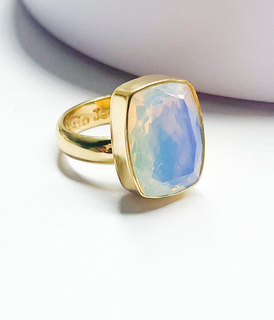 Rectangle Opalite Faceted Ring - Alchemia