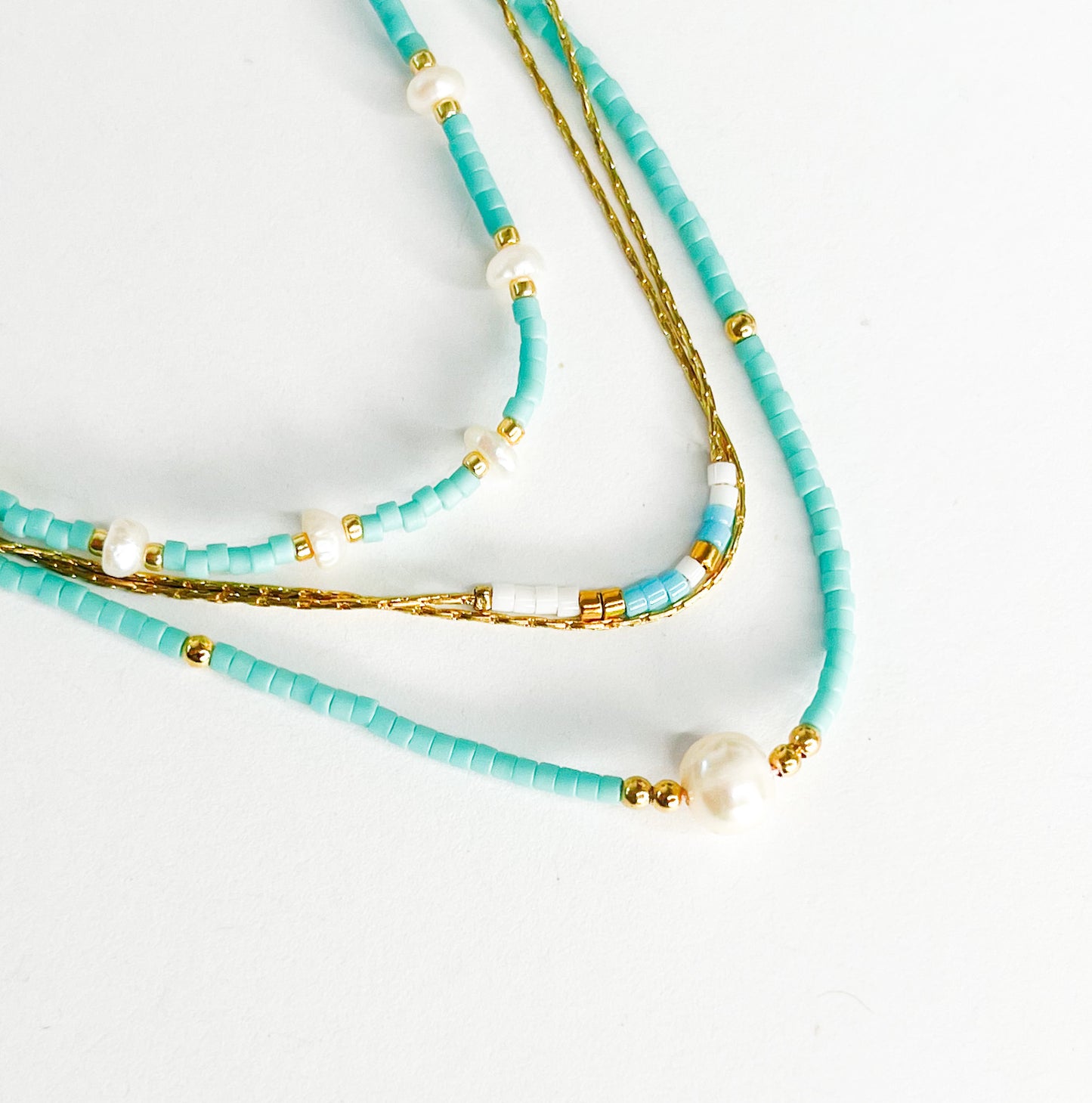 Sky Blue Rope stack Set W Blue And White Gold-Rope Stack