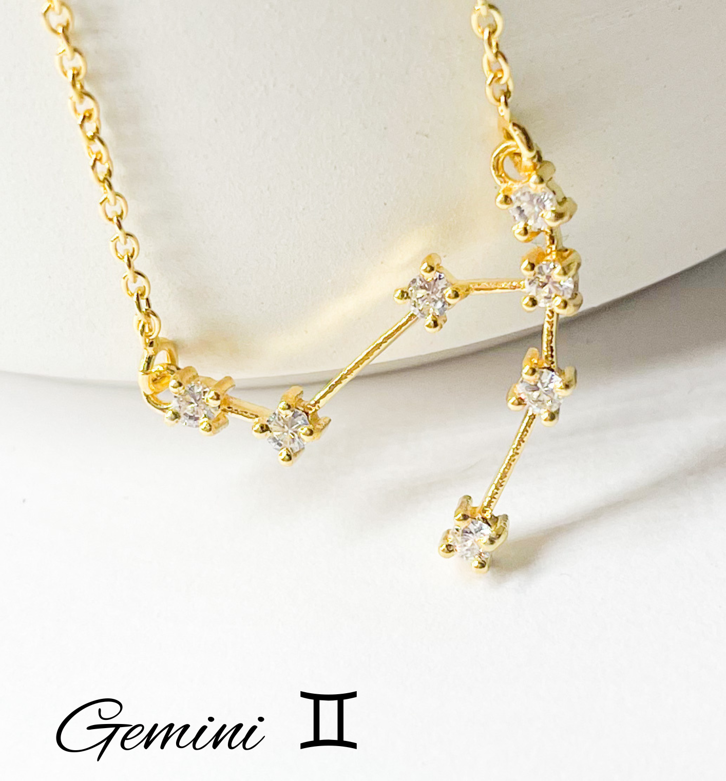Gemini Zodiac Necklace - Gold