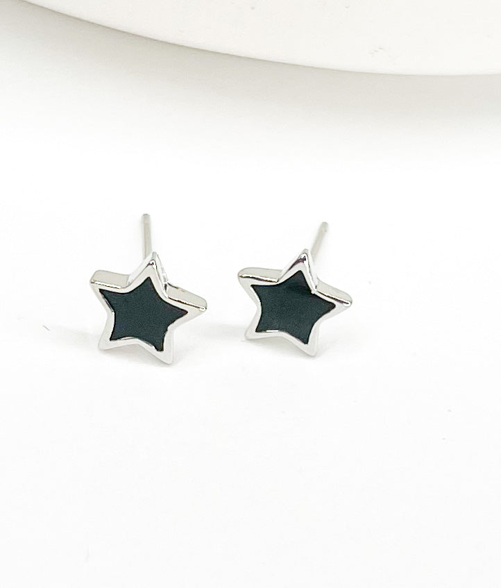 Black Star Studs-Solid Sterling Silver