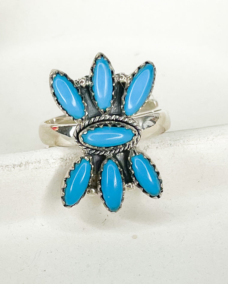 Arizona Turquoise Adjustable Ring - Solid Sterling Silver