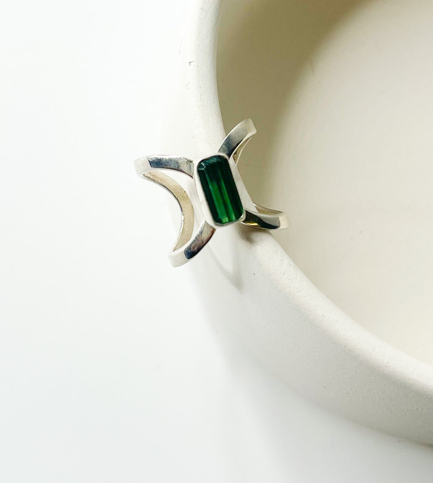 Lab Created Green Emerald Ring-Solid Sterling Silver