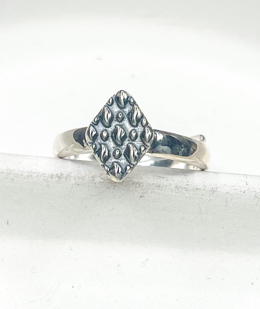 Dainty Aztec Adj Ring - Solid Sterling Silver
