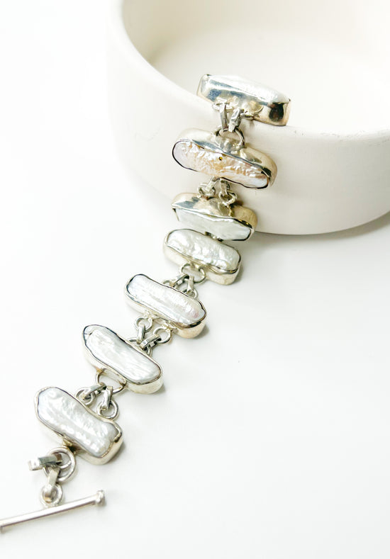 Pearl Bracelet - Solid Sterling Silver