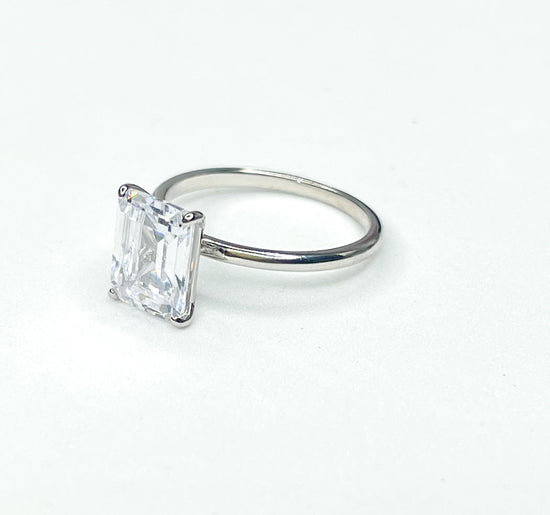 Sleek CZ Prong Sized Ring - Solid Sterling Silver