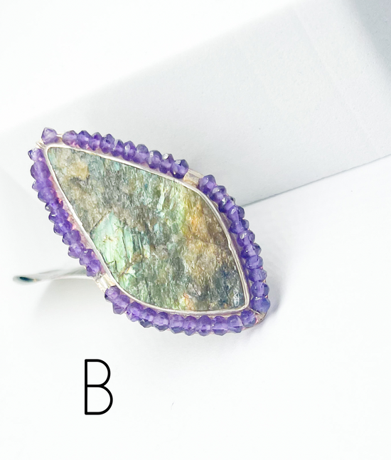 Amethyst Border Labradorite Ring - Starborn