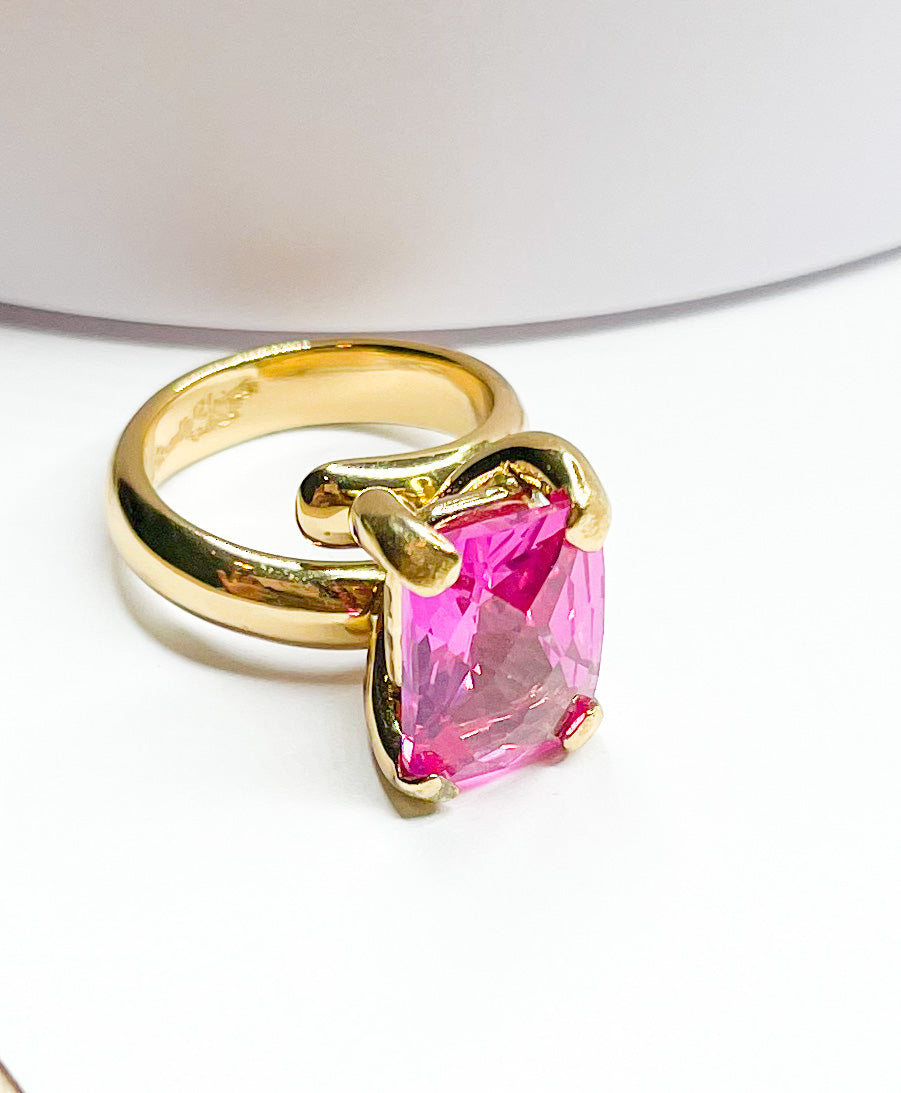 Hot Pink CZ Prong Ring  - Alchemia