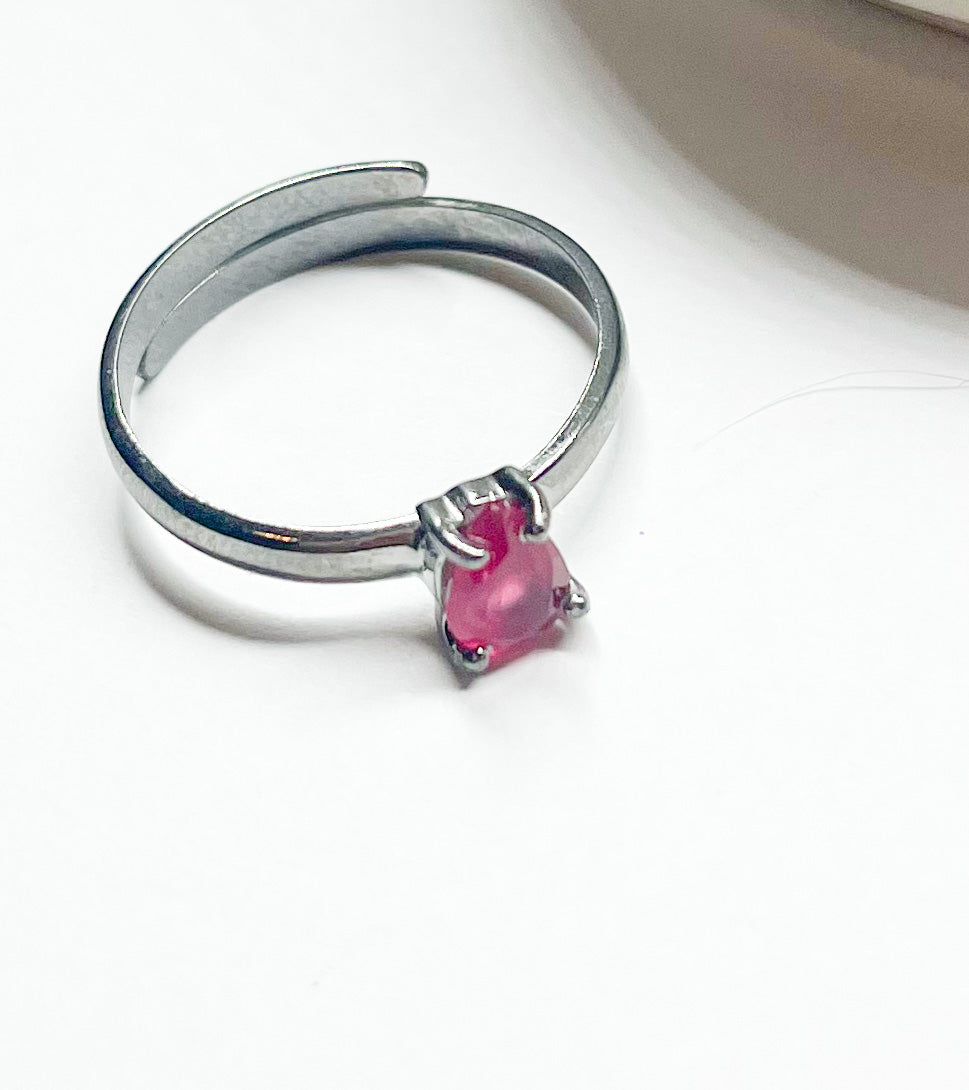 Tear Ruby Prong Set RIng-Solid Sterling Silver