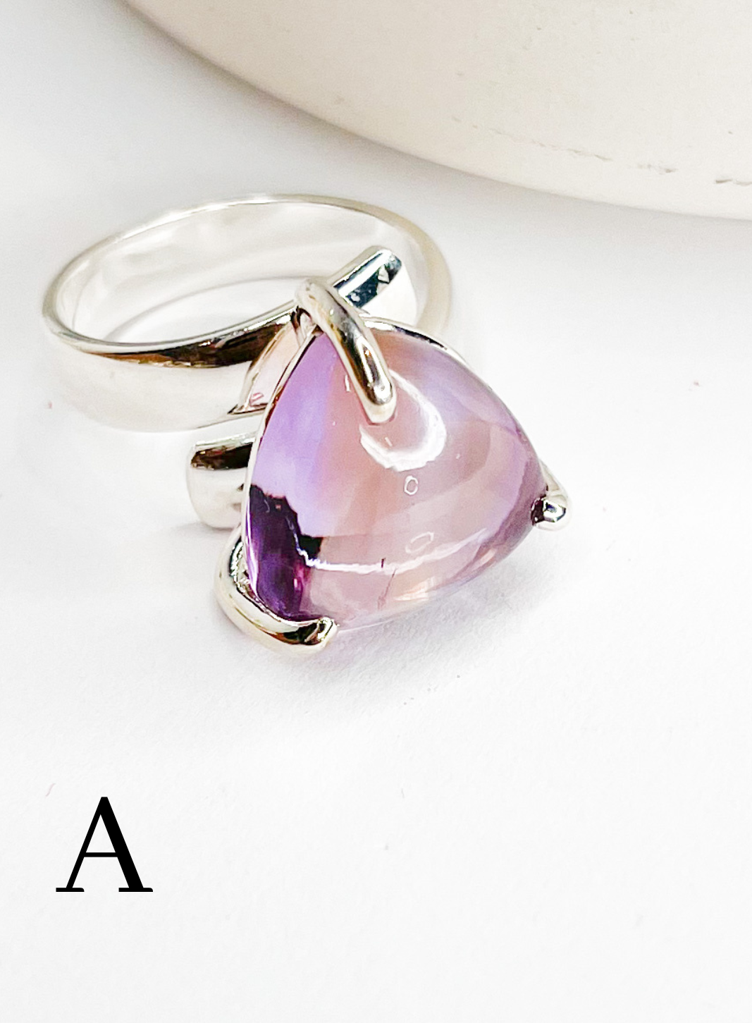 Trillion Ametrine Prong Ring - Solid Sterling Silver