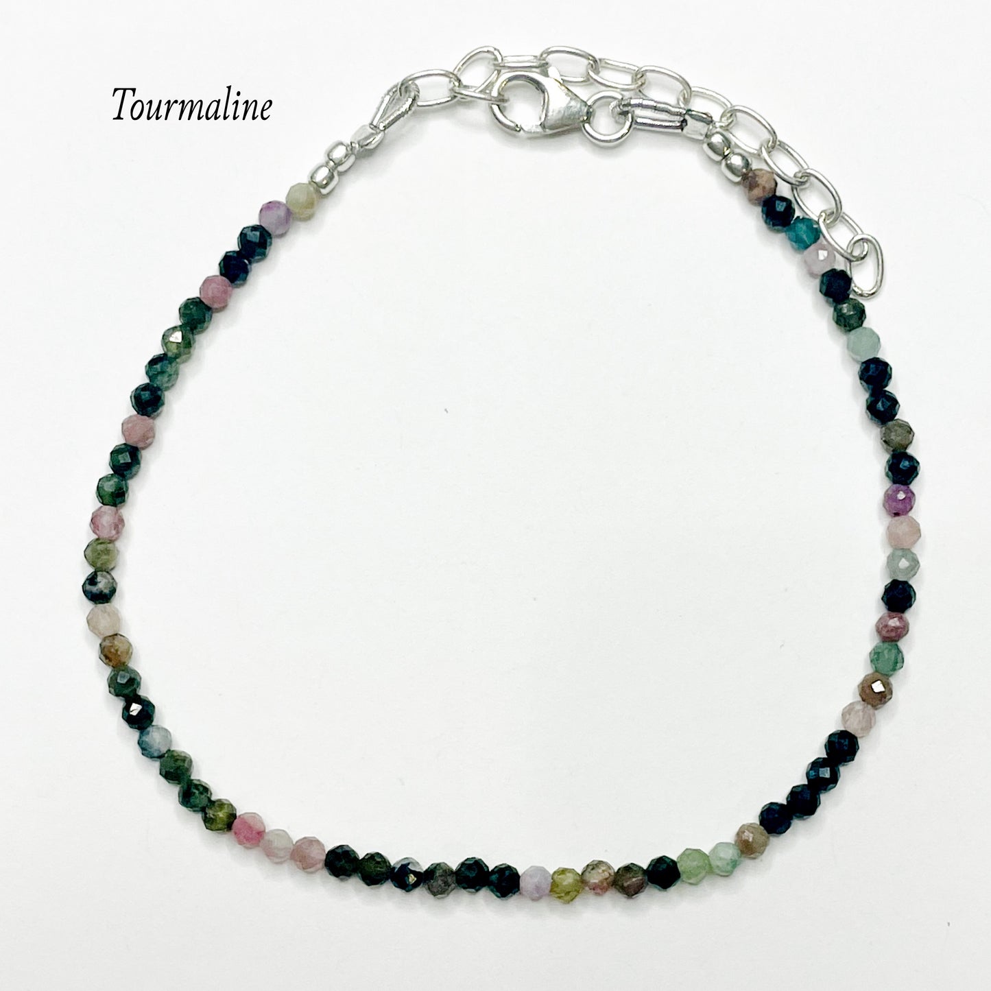 Dainty Natural Stone Bracelet- Solid Sterling Silver