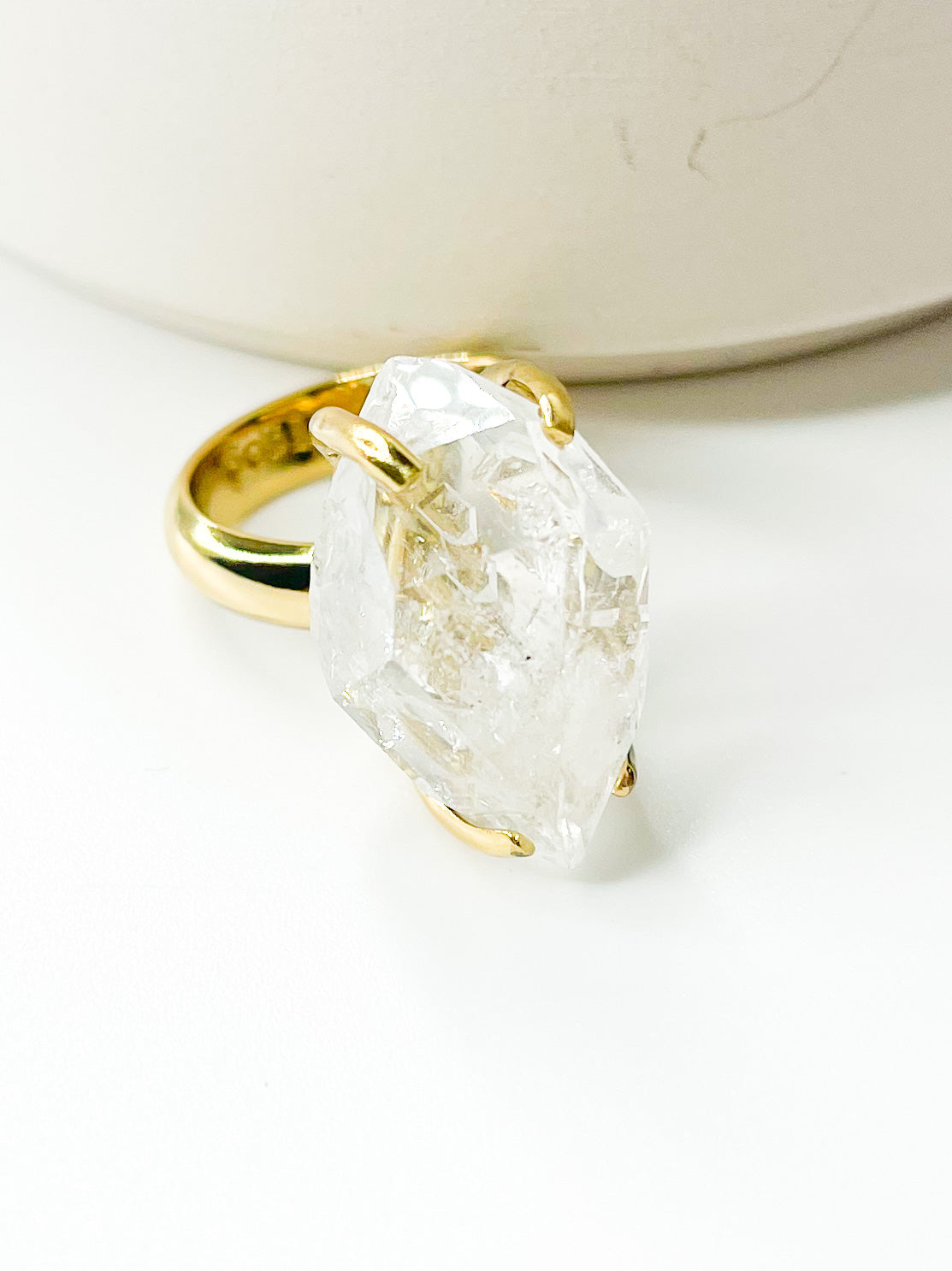 Large Freeform Herkimer Diamond Prong Ring - Alchemia