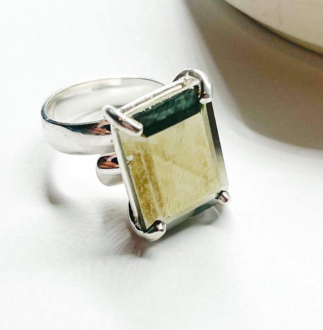 Pyrite Prong Ring - Solid Sterling Silver