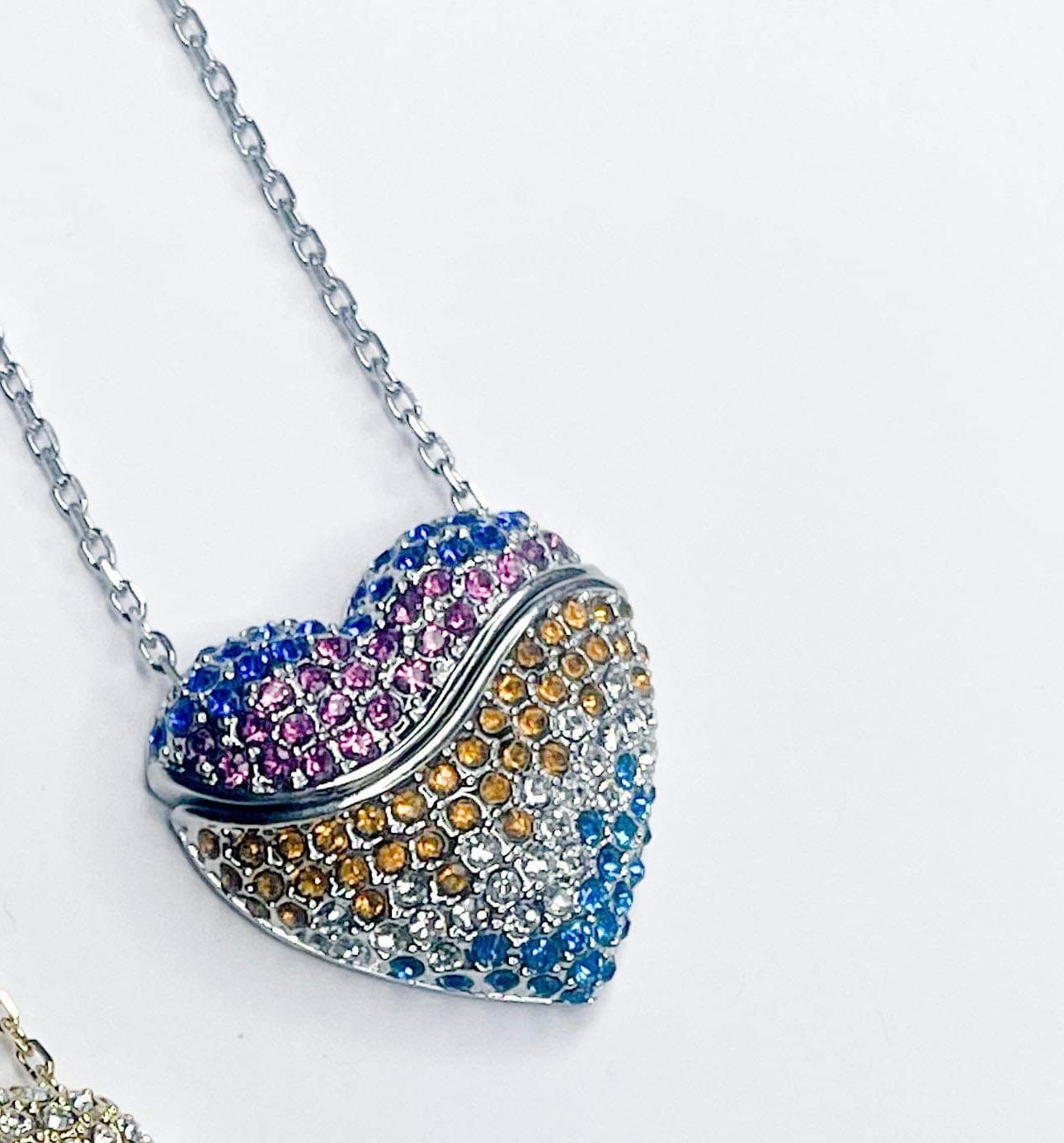 18in w 2in Ext. Multi Color A Heart W A Heart Necklace